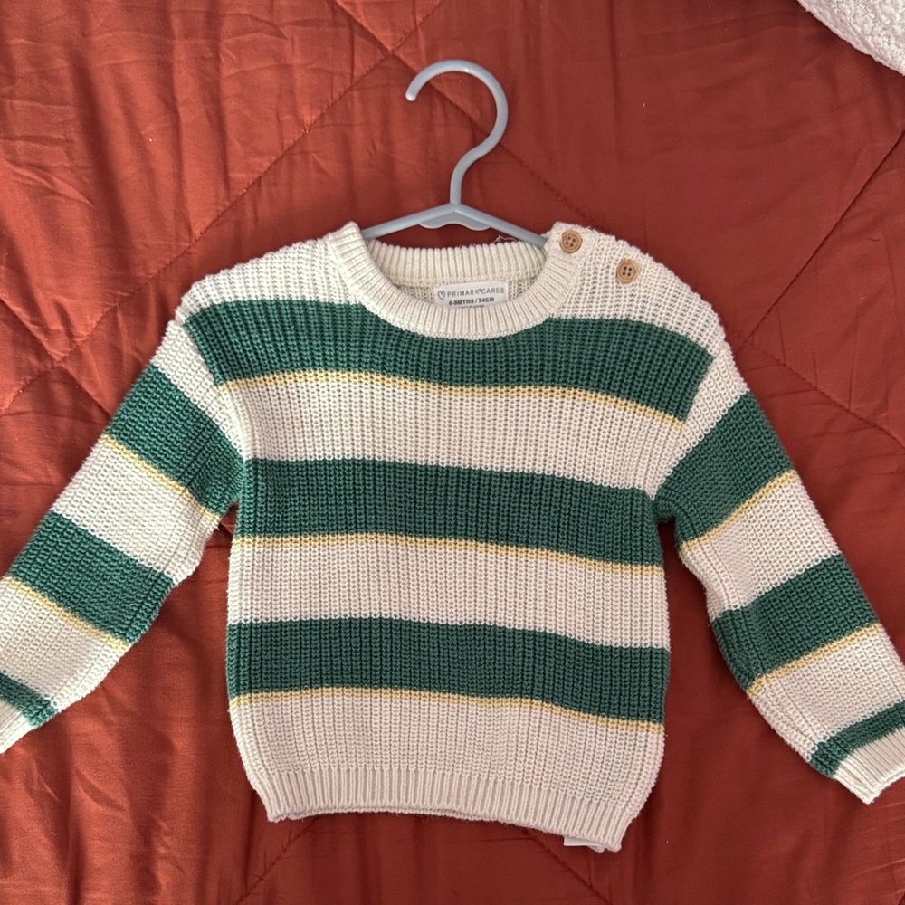 Primark Green and Cream Striped Sweater